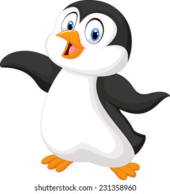 Cute Baby Penguin Cartoon Isolated On Stock Vector (Royalty Free ...