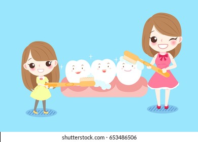 cute cartoon people with tooth on the blue background - Powered by Shutterstock