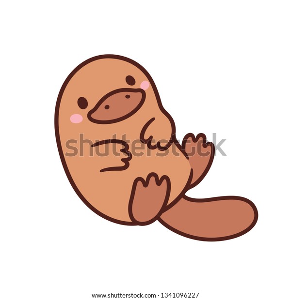 Cute Cartoon Platypus Drawing Kawaii Baby Stock Illustration