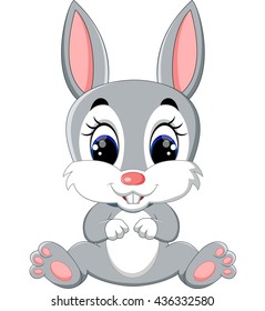 Cute Funny Gray Bunny Smiling Stock Vector (Royalty Free) 406953241 ...