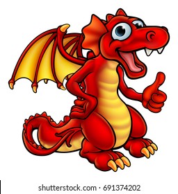 Cute Cartoon Red Dragon Character Giving Stock Vector (Royalty Free ...