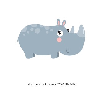 Cute Cartoon Rhinoceros. African Animal. Cartoon Character