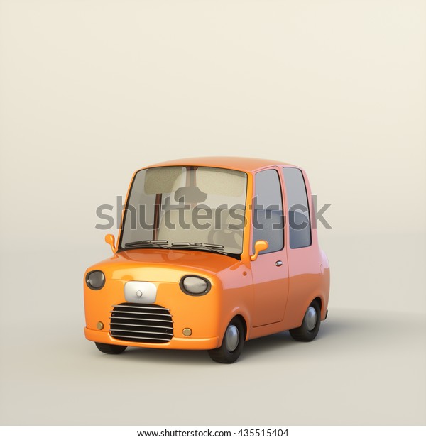 Cute cartoon\
stylized car in an orange color isolated on a white background. 3d\
rendering\
illustration.