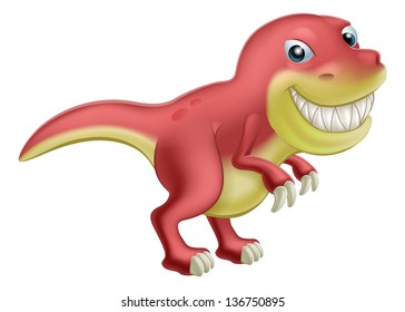 A Cute Cartoon T Rex Dinosaur With A Big Toothy Smile