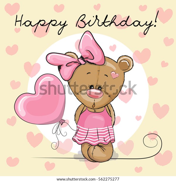 Cute Cartoon Teddy Bear Girl Balloon Stock Illustration 562275277 ...