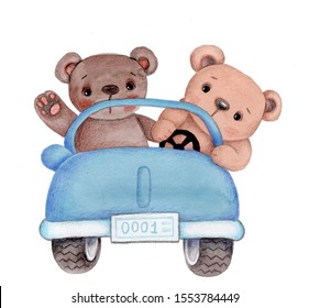 teddy bear in car