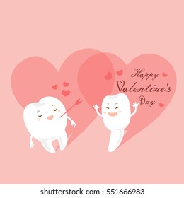 cute cartoon teeth with happy valentine day