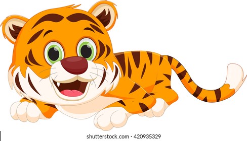 Cute Cartoon Tiger Stock Vector (Royalty Free) 420935326 | Shutterstock