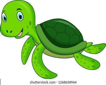 Cute Cartoon Turtle Stock Illustration 1268658964 | Shutterstock