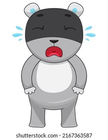 cute cartoonish bear crying illustration
