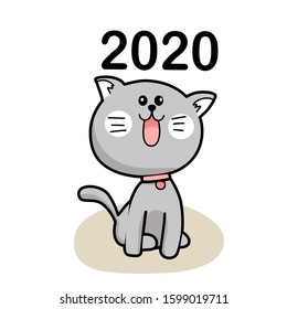 Cute Cat, Happy New Year 2020