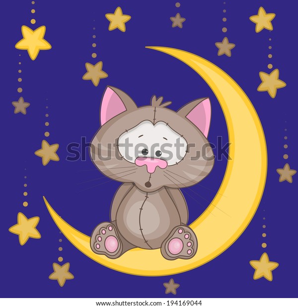 Cute cat sitting on the\
moon