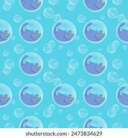 Cute cat in a sponge, beautiful vector illustration suitable for use as a cover, postcard or cute content illustration.
