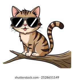 Cute cat wearing black sunglasses, giving a trendy and fun vibe. Ideal for lifestyle, fashion, and pet-themed designs. - Powered by Shutterstock