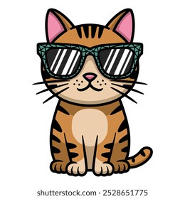 Cute cat wearing black sunglasses, giving a trendy and fun vibe. Ideal for lifestyle, fashion, and pet-themed designs. - Powered by Shutterstock