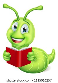 Cute Caterpillar Bookworm Worm Cartoon Character Stock Illustration ...