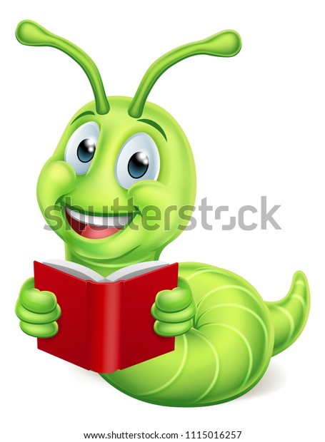 Cute Caterpillar Bookworm Worm Cartoon Character Stock Illustration ...