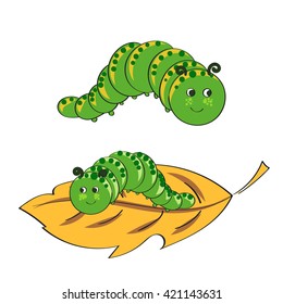 Cute Caterpillars Isolated On White Background Stock Illustration ...