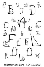 Cute Cats Alphabet Children Poster Stock Illustration 1541068202 ...