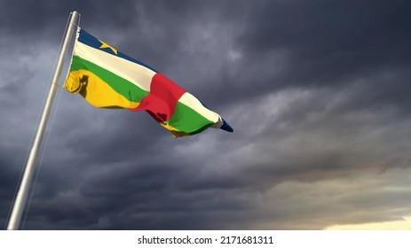 Cute Central African Republic Flag On Massive Dark Clouds Backdrop - Abstract 3D Rendering