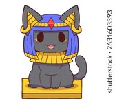Cute Chibi Bastet Egyptian Cat Goddess Illustration