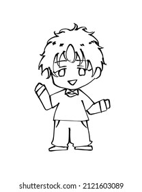 Cute Chibi Boy Anime Character Just Line Art