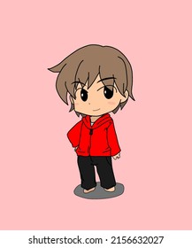 Cute Chibi Boy With Red Sweater 