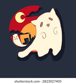Cute chibi cat ghost