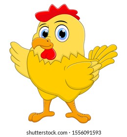 Cute Chicken Cartoon Waving Isolated On Stock Illustration 1556091593 ...