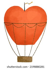 Cute Childish Watercolor Illustration, Hand Painted Art With Transport, Hot Air Ballon