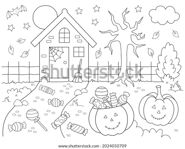 Cute Coloring Page Kids Pumpkin Full Stock Illustration 2024050709 