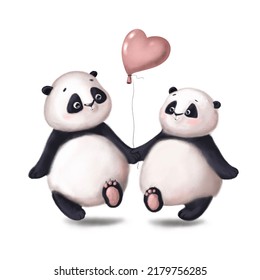 cute couple panda in