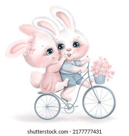 Cute couple white rabbit
