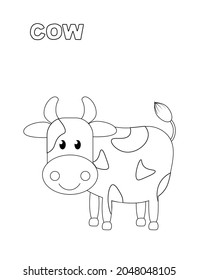 Cute Cow Black White Coloring Page Stock Illustration 2048048105 ...