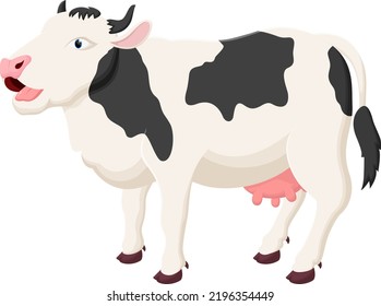 Cute Cow Cartoon Standing On White Stock Illustration 2196354449 ...