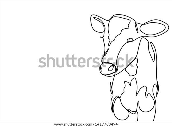 かわいい牛の連続線画 のイラスト素材