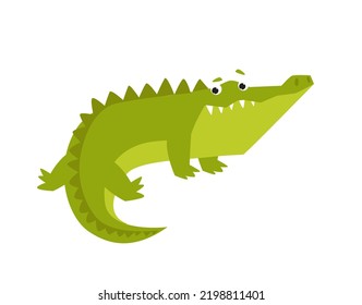 Cute crocodile. Funny cartoon alligator. Tropical animal. African animal. Cartoon character.