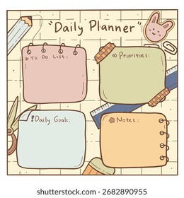 Cute Daily Planner Template with Notes and To Do List - Powered by Shutterstock - Get 15% off with code: PIKWIZARD15