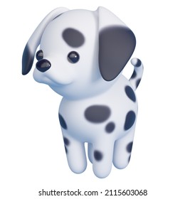 Cute Dalmatian dog isolated on white background. 3d rendering