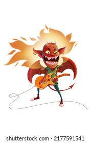 Cute Demon Playing Electric Guitar