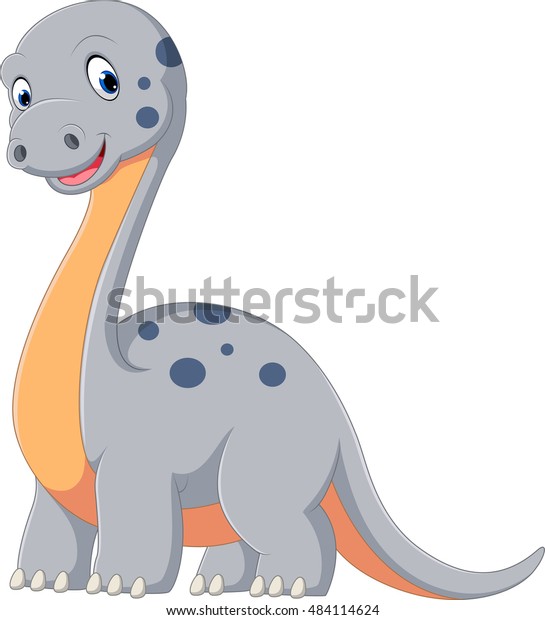 Cute Dinosaur Diplodocus Cartoon Stock Illustration 484114624