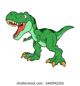 Cute Dinosaur Trex Color Green Cartoon Stock Illustration 1443942326 ...