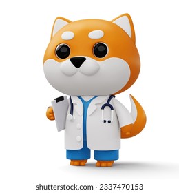 Cute doctor dog, 3d cartoon dog character, 3d rendering - Powered by Shutterstock