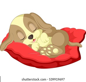 Cute Dog Cartoon Sleeping