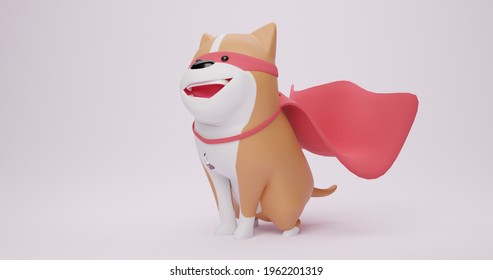 cute dog with wing and smile 3d illustration
