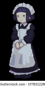 Cute Doodle Of Japanese Anime Maid 