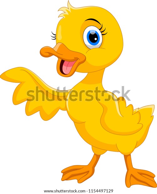 Cute Duck Cartoon Waving Stock Illustration 1154497129 