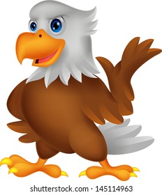 Cute Eagle Cartoon Waving Stock Illustration 145114963