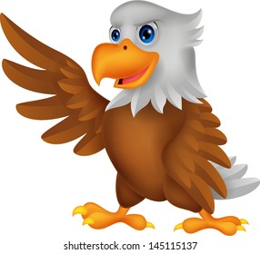 Cute Eagle Cartoon Waving Stock Illustration 145115137