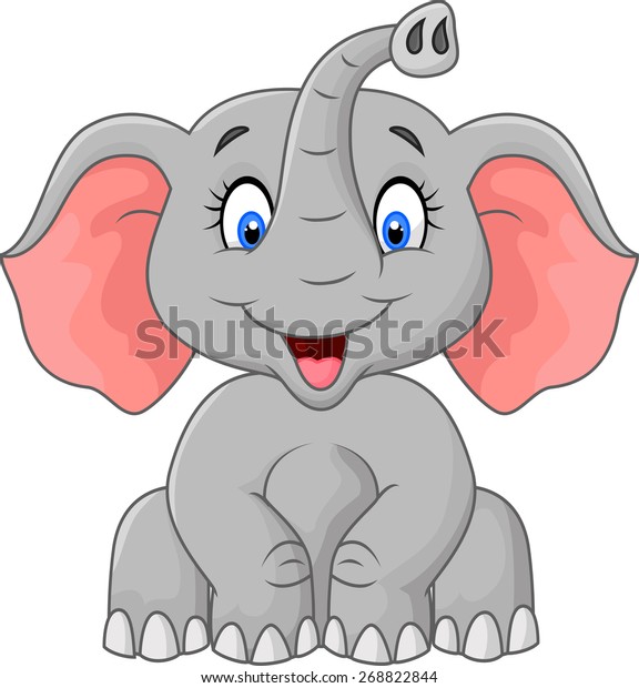 Cute Elephant Cartoon Sitting Stock Illustration